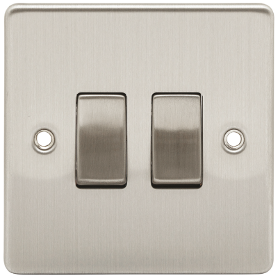 Niglon D-SP622-BCM Brushed Chrome Switch 2 Gang 2 Way 10A