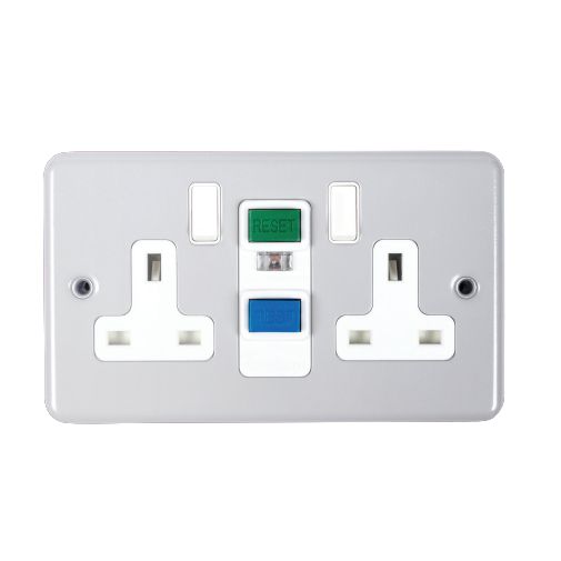 Niglon S132RCDM 2 Gang Metal Clad RCD Protected Socket