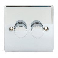 Niglon U-DP2-BC Brushed Chrome 2 Gang Dimmer Plate