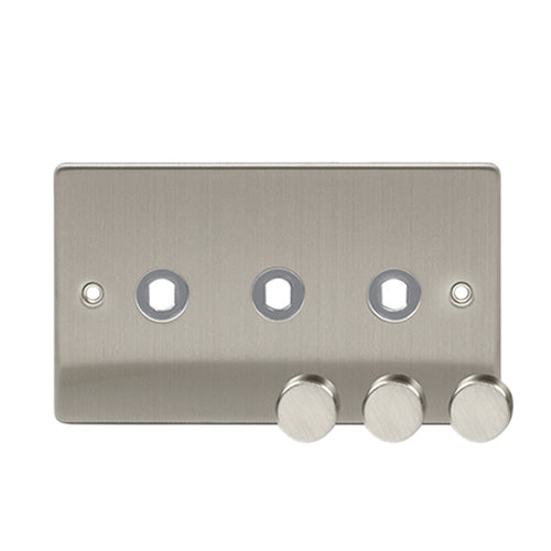 Niglon U-DP3-BC Brushed Chrome 3 Gang Dimmer Plate