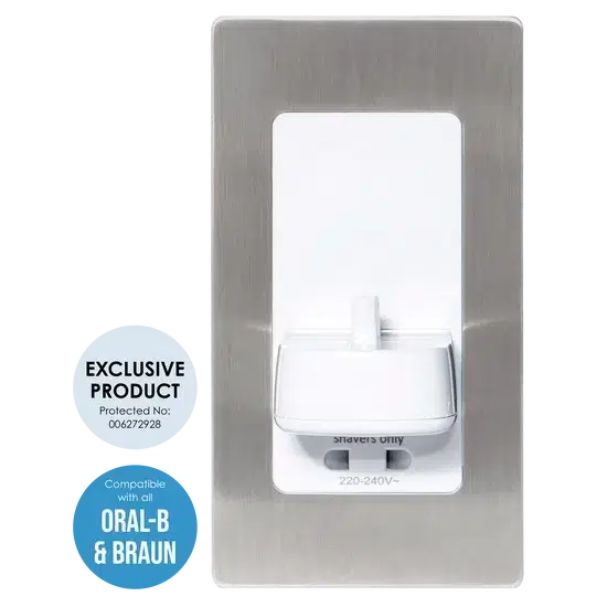 ProofVision PV12/BS-PLATE Brushed Steel Electric Toothbrush Charger & Shaver Socket