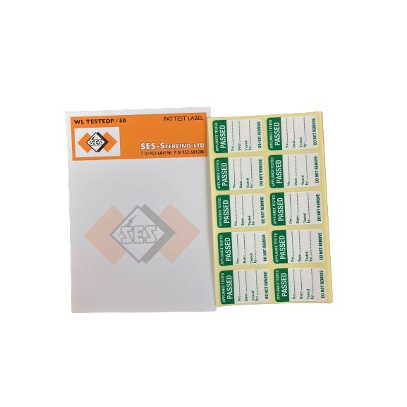 SES WLTESTEDP PAT Tested Passed Self Adhesive label 20x30mm (Pack x 50)