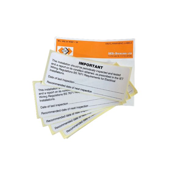 SES WLVPJ24WB Periodic Inspection Self Adhesive label 130mm x 55mm (Roll x 100)