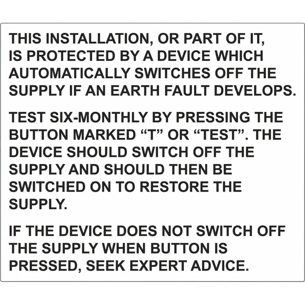 Rcd Testing Sign RCD Test Labels