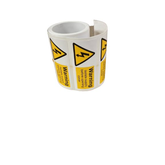 SES WLVTLF22YB Warning Isolate Supply Label Self Adhesive 80mm x 35mm (Roll x 100)