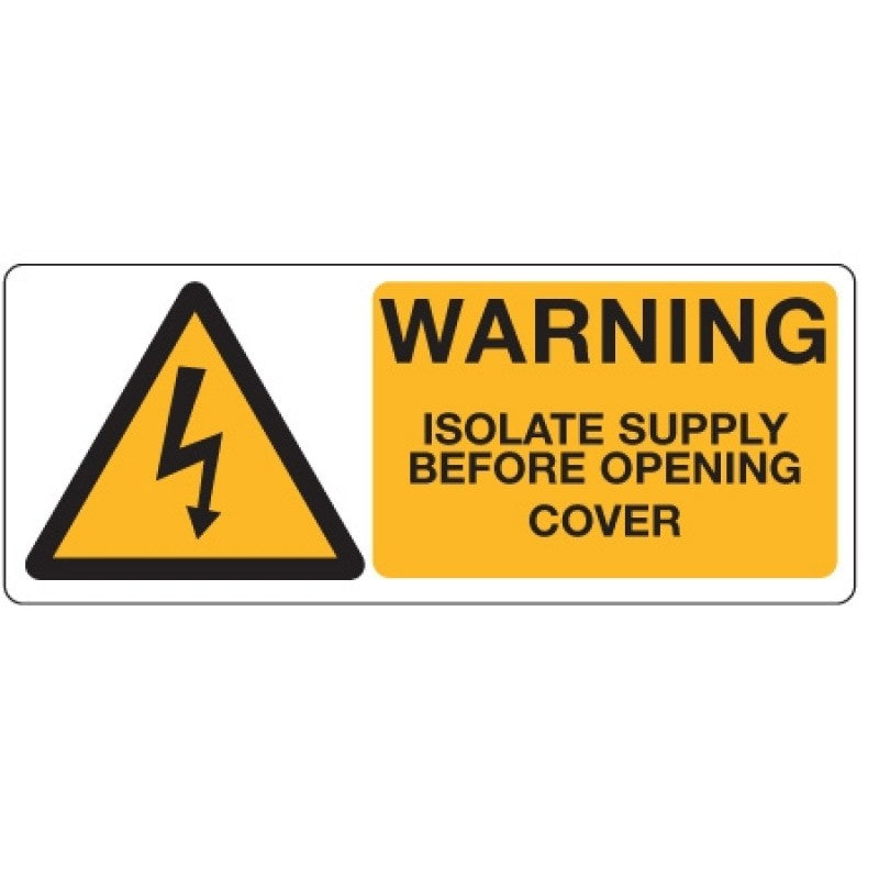 SES WLVTLF22YB Warning Isolate Supply Label Self Adhesive 80mm x 35mm (Roll x 100)