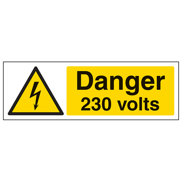 SES WLVTLF2YB Danger 230V Self Adhesive Label 80mm x 35mm (Roll x 100)
