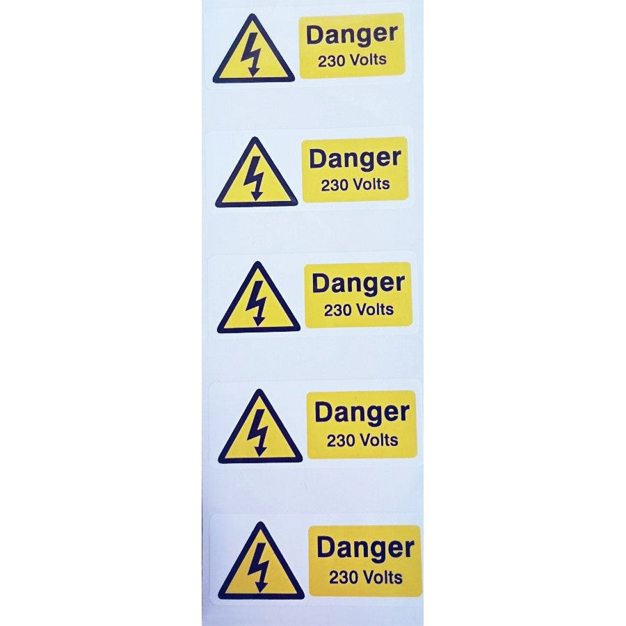 SES WLVTLF2YBP Danger 230V Self Adhesive Label 80mm x