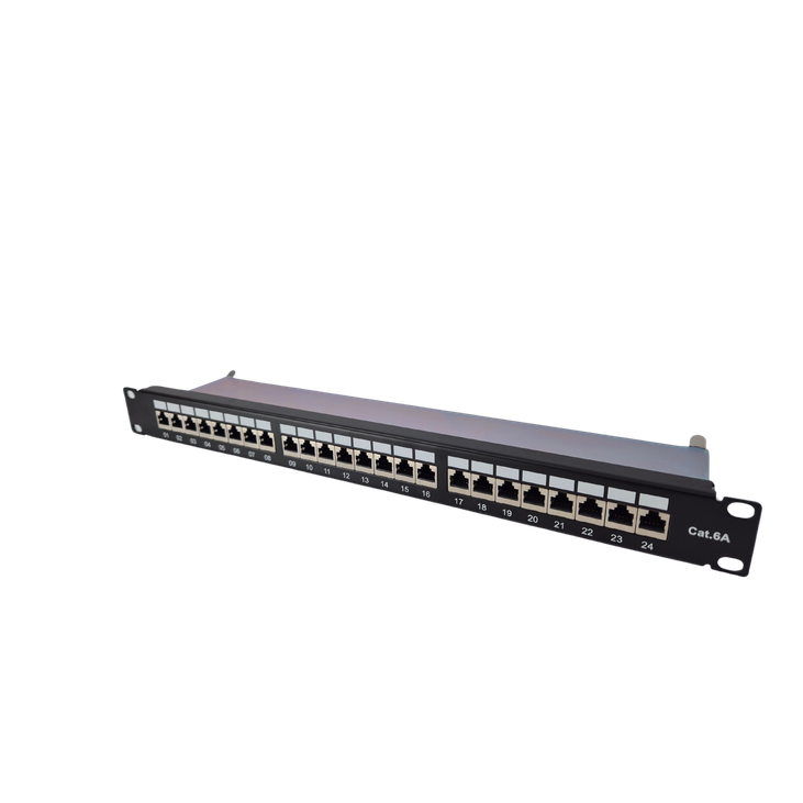 Securiflex SFX/ACC-WC-PP-C6A-24-1U-1 1U 24 Port CAT6A 90 Degree Screened Patch Panel Black