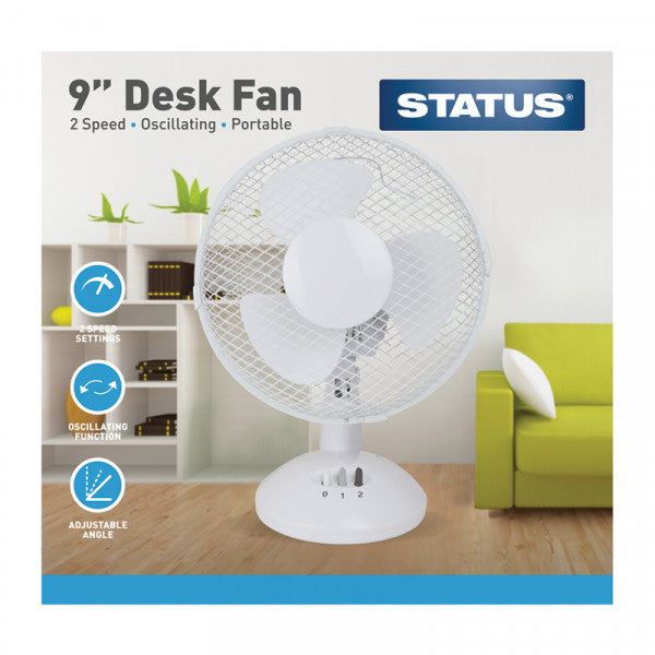 Status S9DESKFAN 9 Inch Two Speed Oscillating Desk Fan