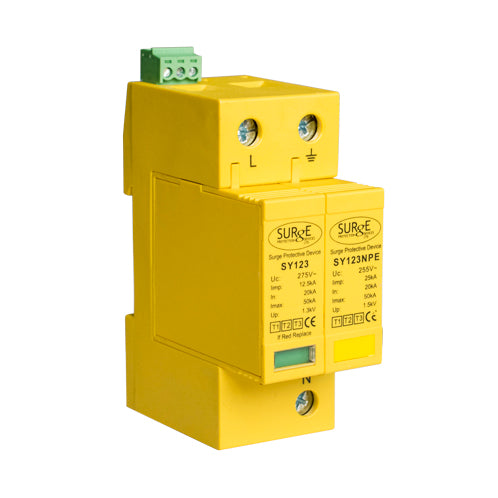Surge Protection Devices Ltd SY12325KA2P 50kA 2 Module Single Pole Type 1+2+3 Combined Lightning and Surge Protector