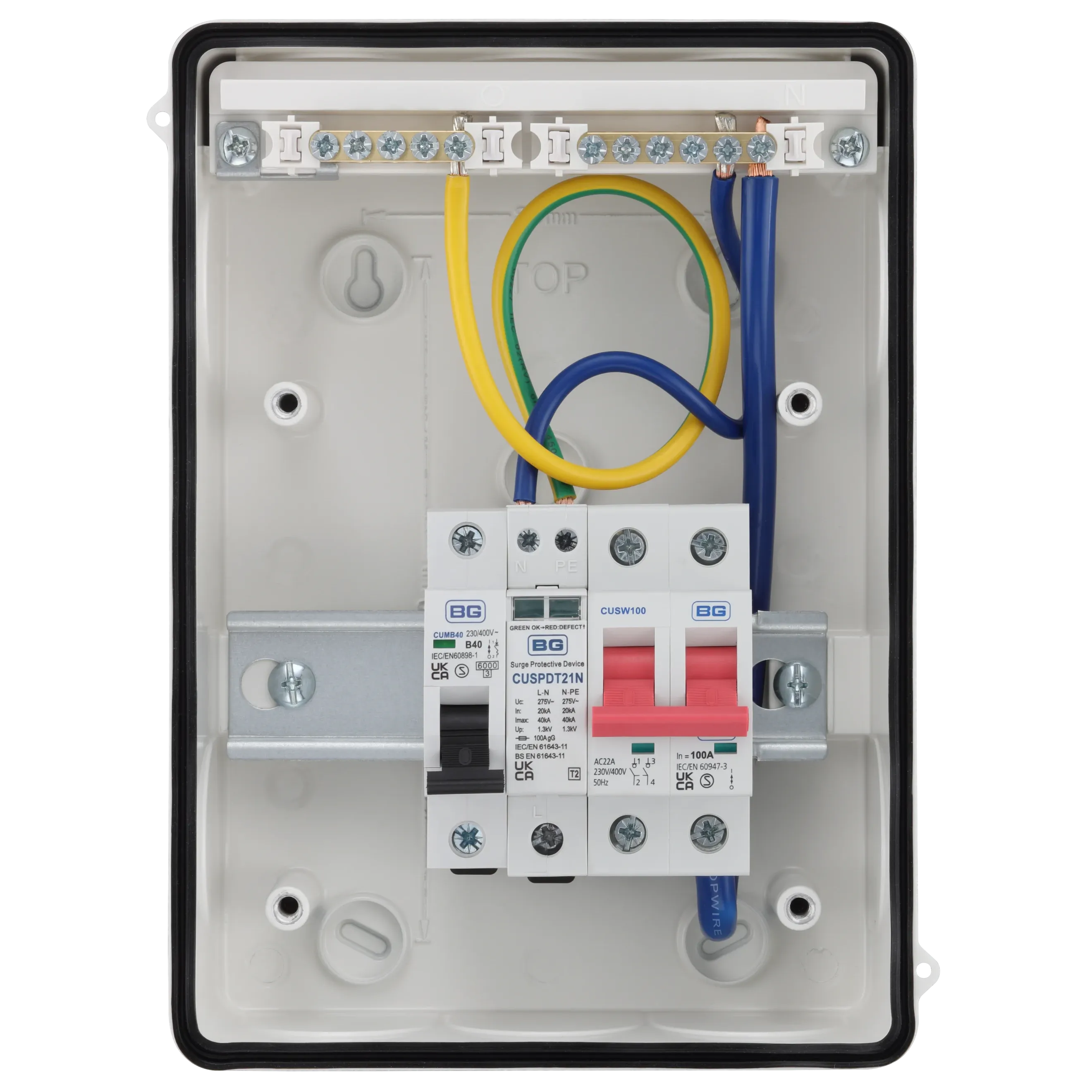 Sync Energy CFEV6W-01 Consumer Unit with 100A Main Switch & 40A MCB