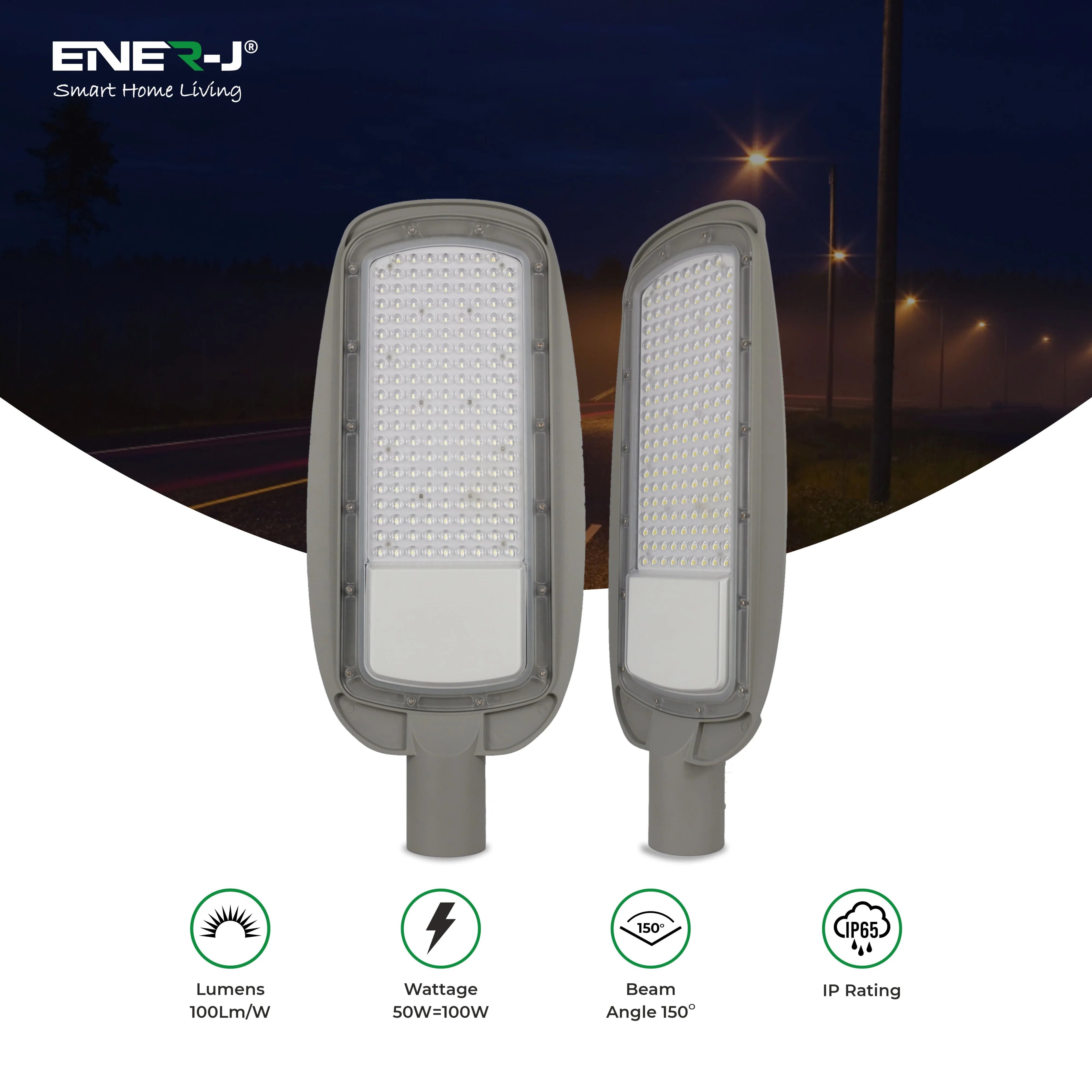 Ener-j T352 150W LED Streetlights, AC185-265V, 120Lm/W, 6000K