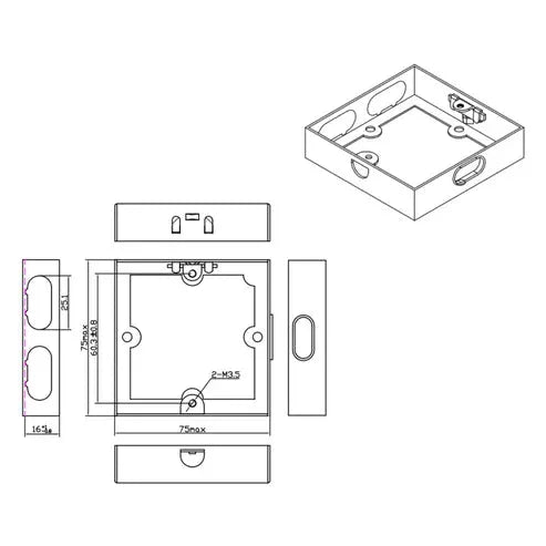 Thrion TH116EXT 1 Gang Flush Galv. Extension Box - 16mm
