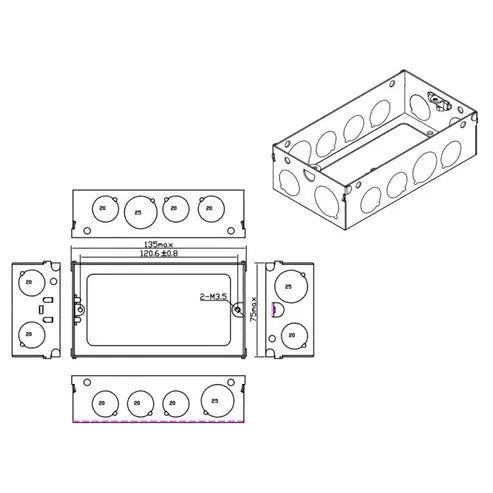 Thrion TH235EXT 2 Gang Flush Galv. Extension Box - 35mm