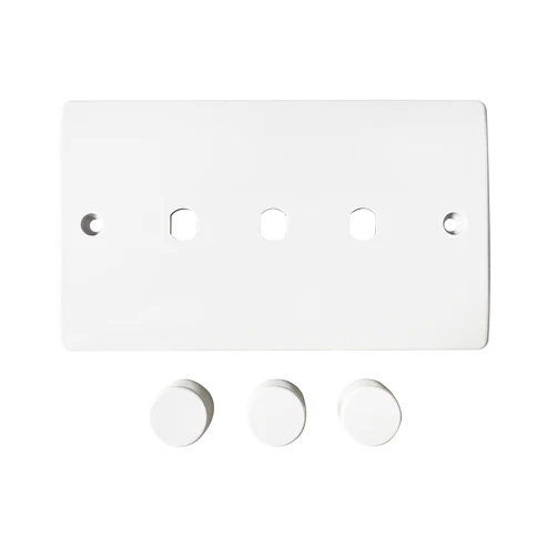 Thrion VN156P 3 Gang Dimmer Plate with Knobs White