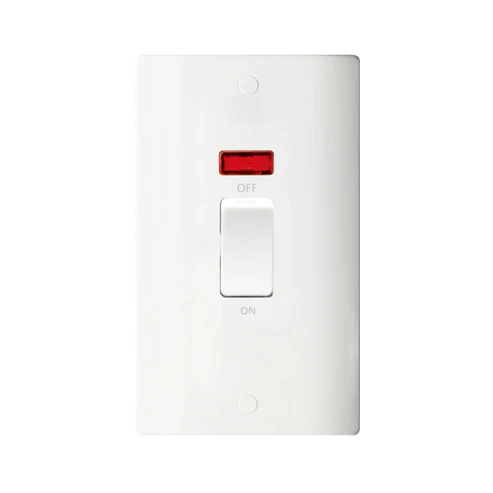 Thrion VN205W 45A 2 Gang Double Pole Switch with Neon