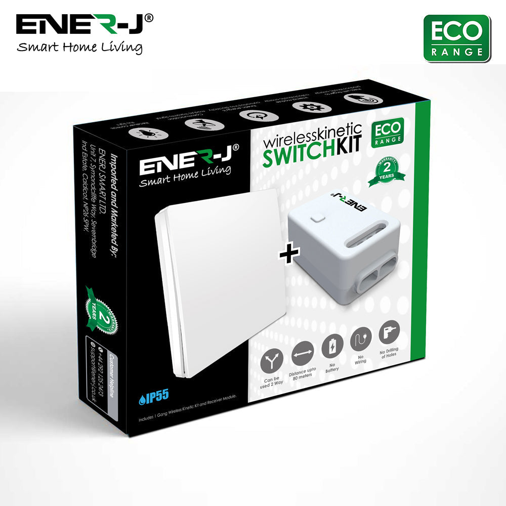 WS1062X Eco Range 1 Gang Kinetic Switch with 500W Non Dimmable Wi-Fi/RF Receiver