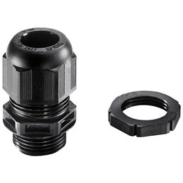 Wiska GLP20 20mm IP68 Gland with Locknut Black