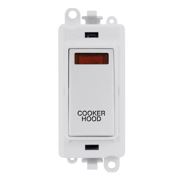 Click Gridpro 20A Double Pole Switch with Engraving Polar White
