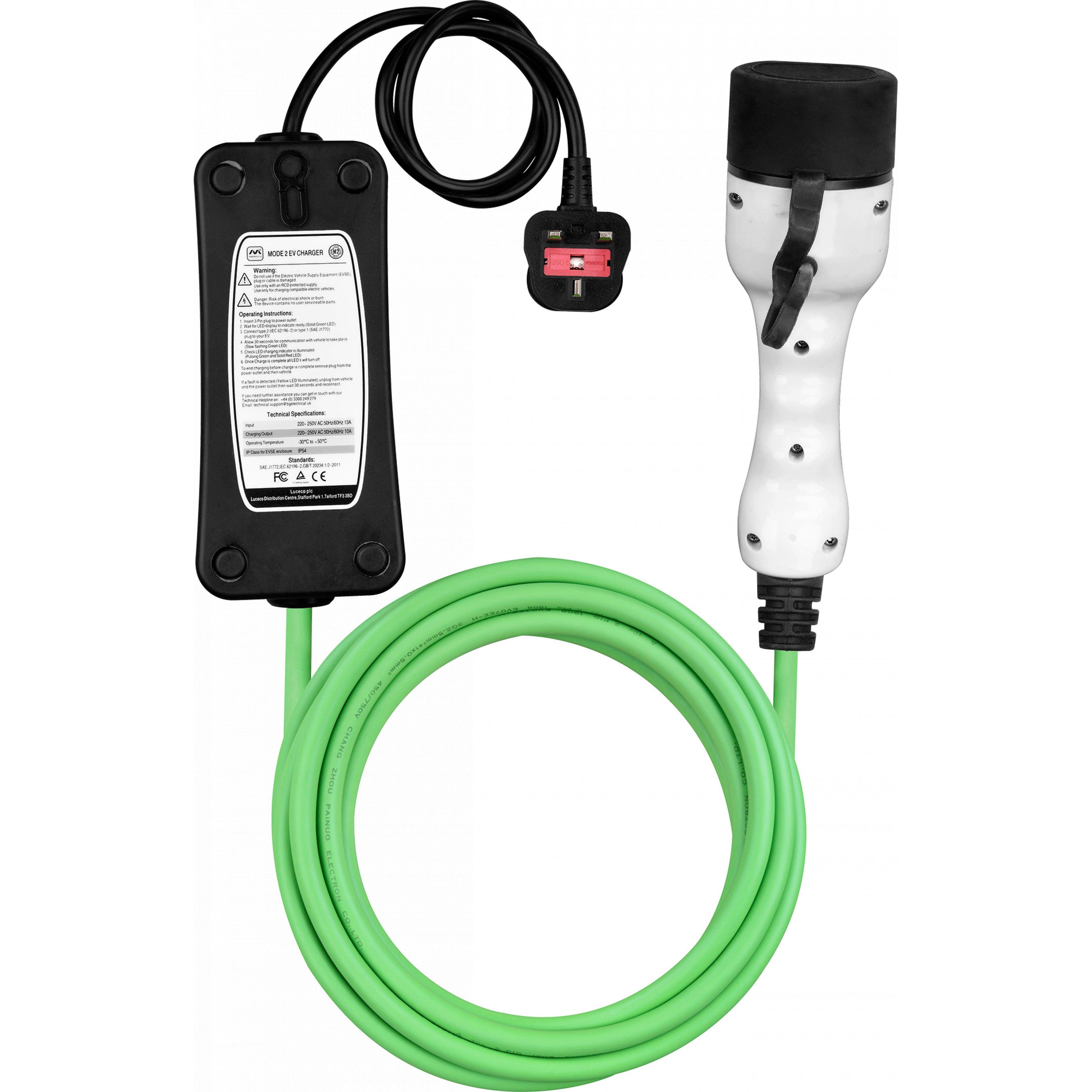 Masterplug 3 Pin UK Plug to Type 2 Plug Mode 2 EV Charger